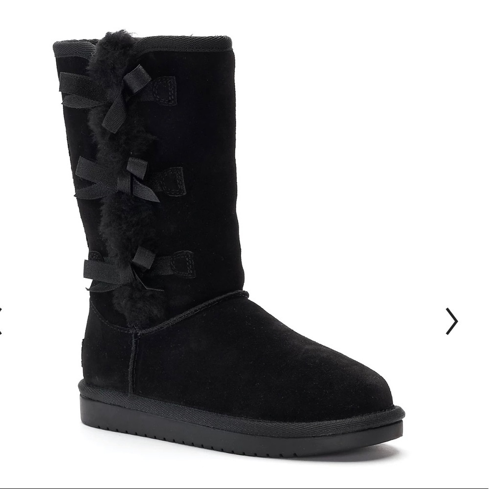 Koolaburra UGG Victoria Tall Winter Boots Black Size 12 KIDS AUTHENTIC NEW